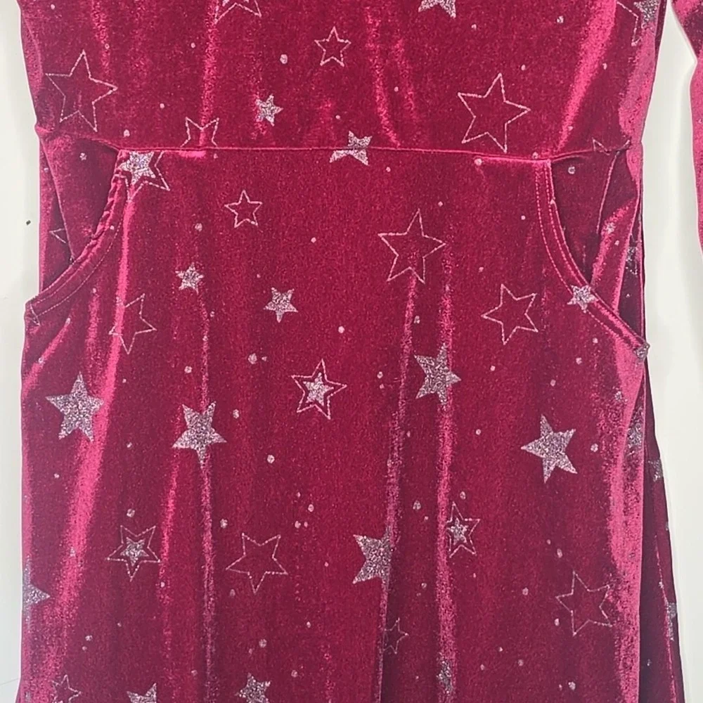 Gymboree Velvet Star Dress Kids‎ XL 14 Burgundy Glitter Celestial Holiday Skater